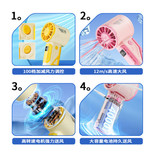 新款100檔手持高速風扇 機甲戶外可攜式風扇無級調速渦輪暴力可充電