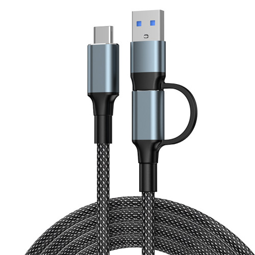 二合一數據線一拖二超級快充電線加長Type-C適用蘋果華爲充電線 二合一數據線一拖二超級快充電線加長Type-C適用蘋果華爲充電線