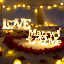 情人節床上布置求婚marryme字母燈LOVE表白燈牌裝飾LED彩燈