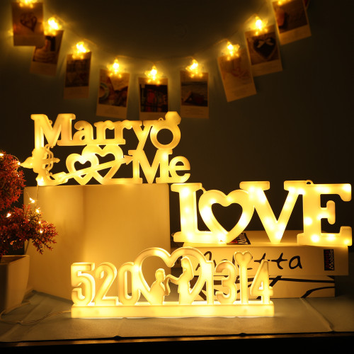 情人節床上布置求婚marryme字母燈LOVE表白燈牌裝飾LED彩燈 情人節床上布置求婚marryme字母燈LOVE表白燈牌裝飾LED彩燈
