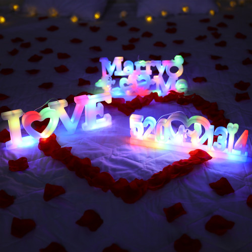 情人節床上布置求婚marryme字母燈LOVE表白燈牌裝飾LED彩燈 情人節床上布置求婚marryme字母燈LOVE表白燈牌裝飾LED彩燈
