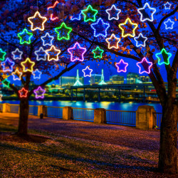 發光LED五角星冰條跑馬led燈串戶外公園掛樹上氛圍裝飾布置掛飾