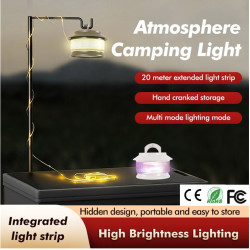 20米卷尺露營燈戶外帳篷營地氛圍燈RGB彩光USB充電防水可攜式收納