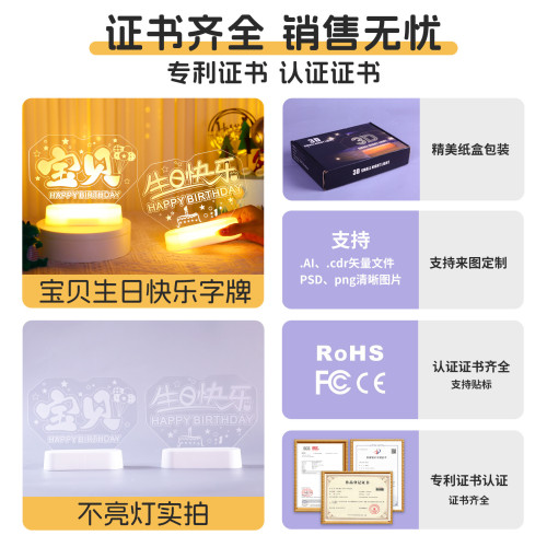寶貝生日快樂led燈牌發光字母燈擺件室內桌面氛圍裝飾布置小夜燈 寶貝生日快樂led燈牌發光字母燈擺件室內桌面氛圍裝飾布置小夜燈