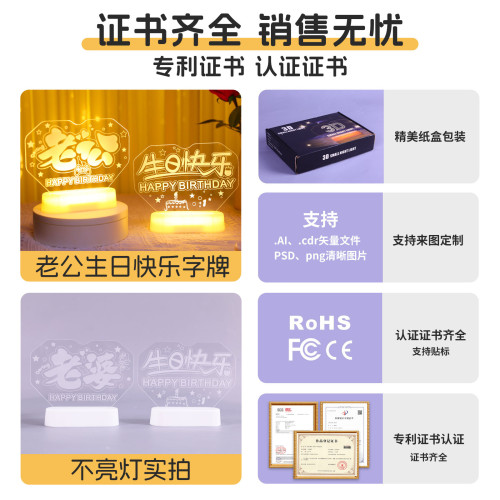 老公生日快樂led燈牌發光字母燈擺件室內浪漫氛圍布置裝飾小夜燈 老公生日快樂led燈牌發光字母燈擺件室內浪漫氛圍布置裝飾小夜燈