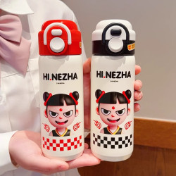 哪吒保溫杯學生水杯上學專用吸管杯兒童雙飲杯316不鏽鋼杯子可攜式