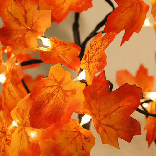 新款led樹燈仿真白楓葉樹燈房間裝飾小夜燈感恩節氛圍裝飾燈