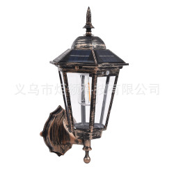 新款太陽能復古牆燈別墅家用戶外庭院燈燈戶外人體感應花園燈