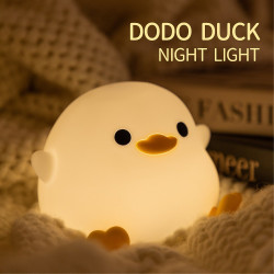 豆豆鴨DUCK矽膠小夜燈氛圍燈床頭充電伴睡拍拍感應燈Cross-border