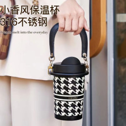 小香風保溫杯子高級感咖啡杯輕奢可攜式精緻新款2024女生日禮物杯子