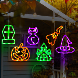 發光巫師帽南瓜冰條led彩燈串萬聖節氛圍戶外庭院布置裝飾掛飾