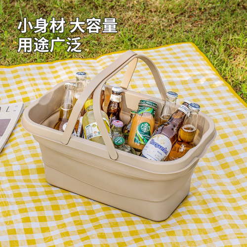 野餐籃可折曡保溫郊遊春遊戶外帶蓋子網紅手提收納箱筐露營野炊桌 野餐籃可折曡保溫郊遊春遊戶外帶蓋子網紅手提收納箱筐露營野炊桌