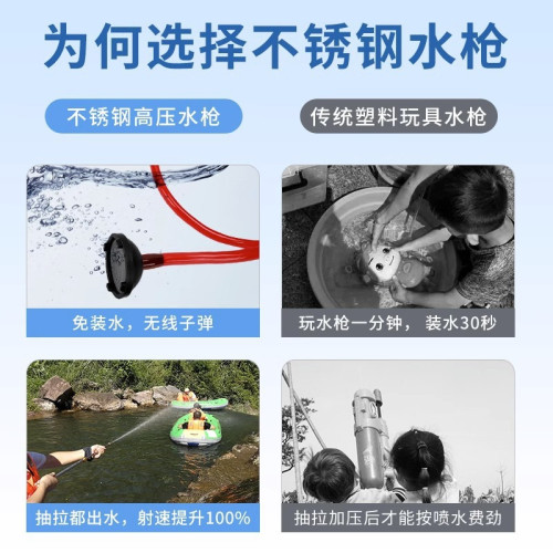 兒童水槍夏季成人漂流水槍可攜式新款不鏽鋼抽拉吸水高壓遠射打水仗 兒童水槍夏季成人漂流水槍可攜式新款不鏽鋼抽拉吸水高壓遠射打水仗