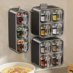 壁掛式調料盒家用廚房用品分裝鹽味精佐料香料收納調味料組合套裝