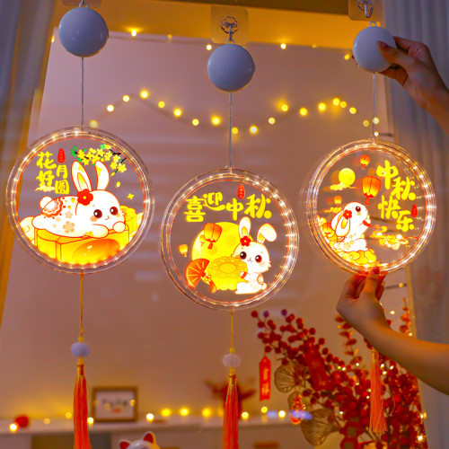 發光玉兔花好月圓吸盤led彩燈掛件中秋節日氛圍室內裝飾布置掛飾 發光玉兔花好月圓吸盤led彩燈掛件中秋節日氛圍室內裝飾布置掛飾