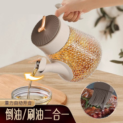 玻璃油壺廚房家用不鏽鋼油瓶醬油醋瓶調料刻度容器油罐油瓶不掛油