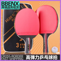 乒乓球拍橫拍純木高彈力球拍套裝兩拍三球套裝楊木七層乒乓球拍子