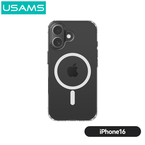 USAMS磁吸適用iPhone16promax手機殼蘋果16透明硬殼保護套防摔軟