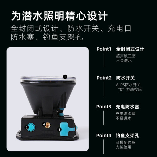 雅尼525潛水頭燈強光充電超亮防水頭戴式手電筒水下超長續航礦燈 雅尼525潛水頭燈強光充電超亮防水頭戴式手電筒水下超長續航礦燈