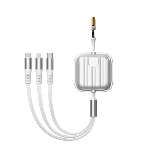 100W超極快充USB轉Type-c二拖三可伸縮車用充電線適用tpc蘋果安卓 100W超極快充USB轉Type-c二拖三可伸縮車用充電線適用tpc蘋果安卓