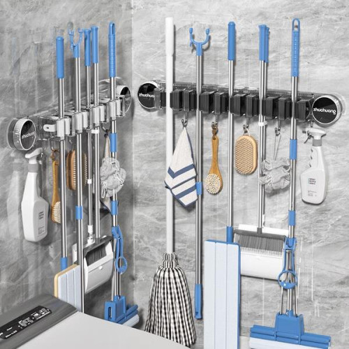 吸盤拖把夾壁掛免打孔厠所牆上門後掃把拖布固定器卡扣收納置物架 吸盤拖把夾壁掛免打孔厠所牆上門後掃把拖布固定器卡扣收納置物架