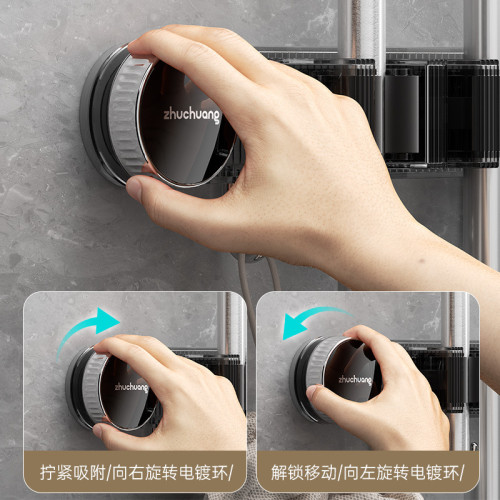 吸盤拖把夾壁掛免打孔厠所牆上門後掃把拖布固定器卡扣收納置物架 吸盤拖把夾壁掛免打孔厠所牆上門後掃把拖布固定器卡扣收納置物架