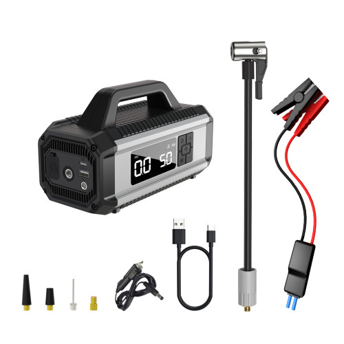 可攜式車用充氣泵一體機電瓶搭電寶打火神器汽車應急啓動電源 可攜式車用充氣泵一體機電瓶搭電寶打火神器汽車應急啓動電源