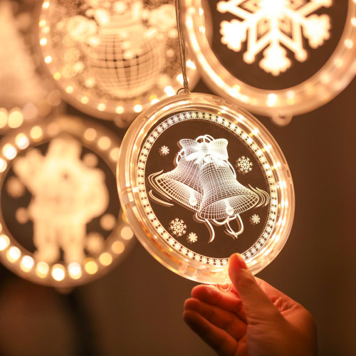 聖誕節發光雪人鈴鐺裝飾燈串led彩燈房間布置氛圍掛飾造型冰條燈 聖誕節發光雪人鈴鐺裝飾燈串led彩燈房間布置氛圍掛飾造型冰條燈