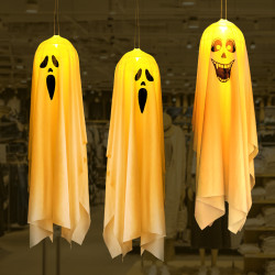 萬聖節發光蠟燭幽靈掛飾led彩燈鬼節恐怖氛圍庭院布置裝飾道具