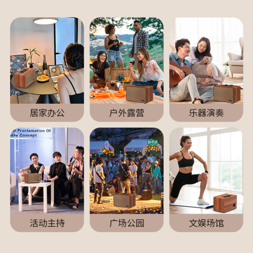 爆款復古木質藍牙音箱創意禮品插卡家用低音砲一體機K歌音響 爆款復古木質藍牙音箱創意禮品插卡家用低音砲一體機K歌音響