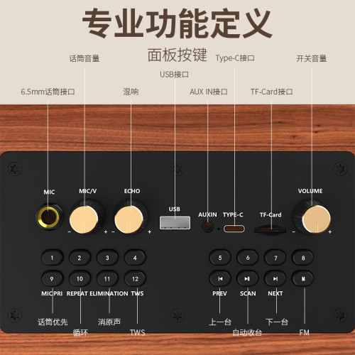 爆款復古木質藍牙音箱創意禮品插卡家用低音砲一體機K歌音響 爆款復古木質藍牙音箱創意禮品插卡家用低音砲一體機K歌音響