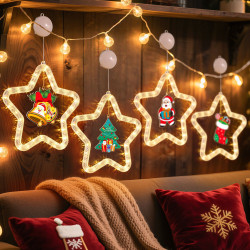 發光雪人聖誕樹五角星跑馬燈聖誕節氛圍場地布置裝飾道具用品