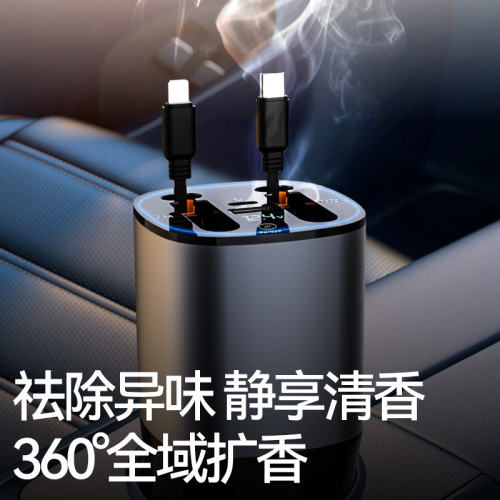 杯式汽車伸縮線車用充電器車用手機充電器數顯氛圍燈超級快充100W 杯式汽車伸縮線車用充電器車用手機充電器數顯氛圍燈超級快充100W