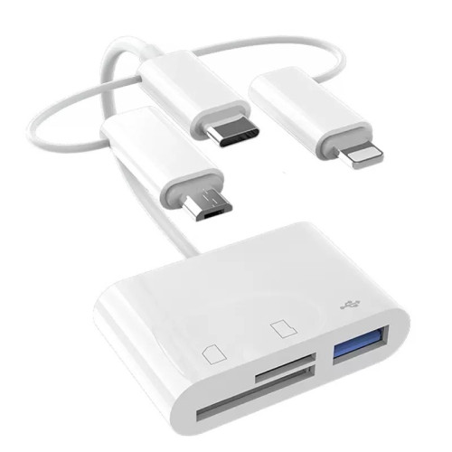 手機OTG讀卡器相機sd內存tf儲存卡U盤安卓typec接口轉換頭三合一