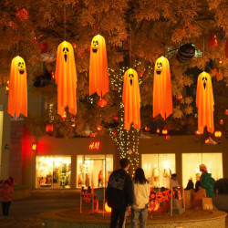鬼節發光幽靈吊鬼led彩燈掛件萬聖節氛圍戶外庭院掛樹布置裝飾品