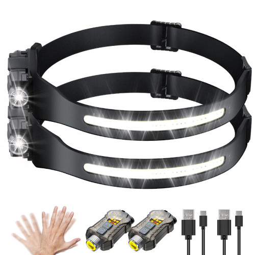 新款戶外揮手感應COB頭燈手電筒二合一騎行夜釣強光頭戴燈 新款戶外揮手感應COB頭燈手電筒二合一騎行夜釣強光頭戴燈