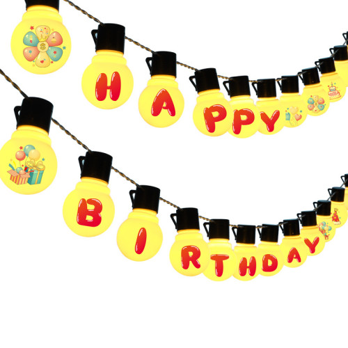 happybirthday生日快樂發光字母拉旗LED彩燈串背景牆氛圍裝飾布置 happybirthday生日快樂發光字母拉旗LED彩燈串背景牆氛圍裝飾布置