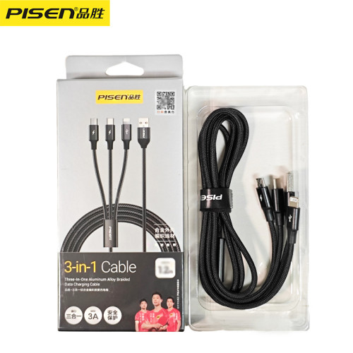 品勝鋁合金編織款三合一數據線適用於蘋果/安卓 TYPE-C手機一拖三 品勝鋁合金編織款三合一數據線適用於蘋果/安卓 TYPE-C手機一拖三