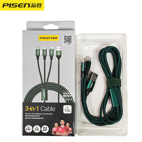 品勝鋁合金編織款三合一數據線適用於蘋果/安卓 TYPE-C手機一拖三 品勝鋁合金編織款三合一數據線適用於蘋果/安卓 TYPE-C手機一拖三