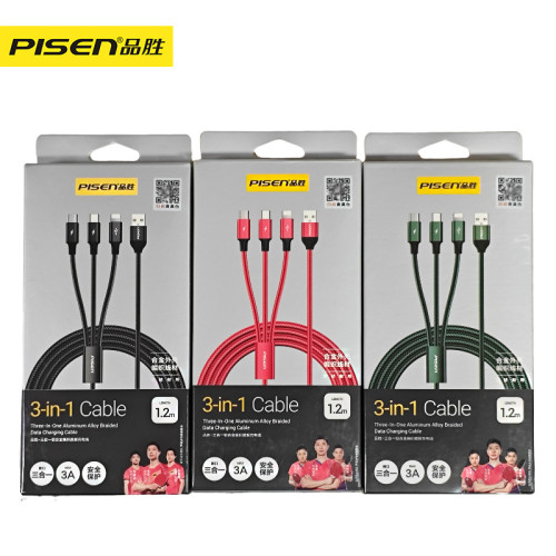 品勝鋁合金編織款三合一數據線適用於蘋果/安卓 TYPE-C手機一拖三 品勝鋁合金編織款三合一數據線適用於蘋果/安卓 TYPE-C手機一拖三