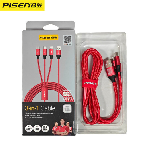 品勝鋁合金編織款三合一數據線適用於蘋果/安卓 TYPE-C手機一拖三 品勝鋁合金編織款三合一數據線適用於蘋果/安卓 TYPE-C手機一拖三