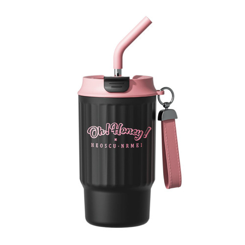 恩爾美陶瓷內膽咖啡保溫水杯子吸管女茶水分離高顔值新款高級精緻