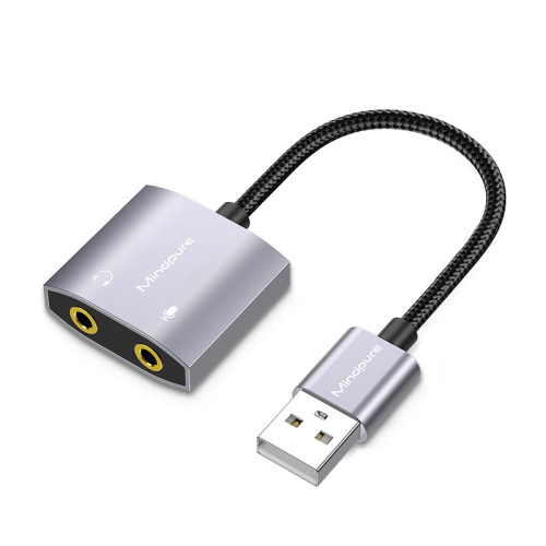 祿訊USB轉3.5mm耳麥聲卡二合一桌上型電腦筆電PS4外置聲卡轉接頭 祿訊USB轉3.5mm耳麥聲卡二合一桌上型電腦筆電PS4外置聲卡轉接頭