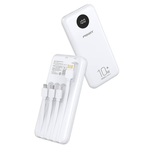 品勝充電寶行動電源10W四自帶線電庫適用10000安培蘋果華爲小米數