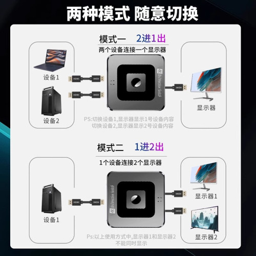 hdmi切換器二進一出分配器一分二4K高清線影片顯示屏電視8K分屏器 hdmi切換器二進一出分配器一分二4K高清線影片顯示屏電視8K分屏器