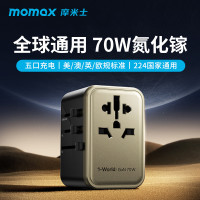 新品MOMAX摩米士70W氮化鎵轉換插頭全球通用出國旅行日本英國德歐
