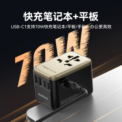 新品MOMAX摩米士70W氮化鎵轉換插頭全球通用出國旅行日本英國德歐