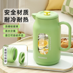 恩爾美玻璃冷水壺大容量耐高溫水杯茶水分離泡茶壺家用防爆涼水壺
