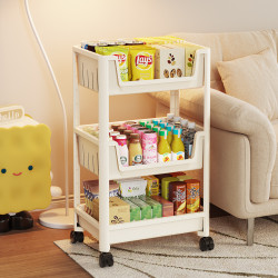 小推車置物架家用零食落地多層客廳收納書包架移動廚房果蔬菜籃子