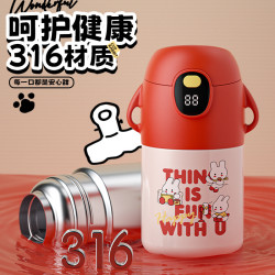 保溫杯兒童食品級316不鏽鋼高顔值女生可攜式可愛小學生吸管水杯子